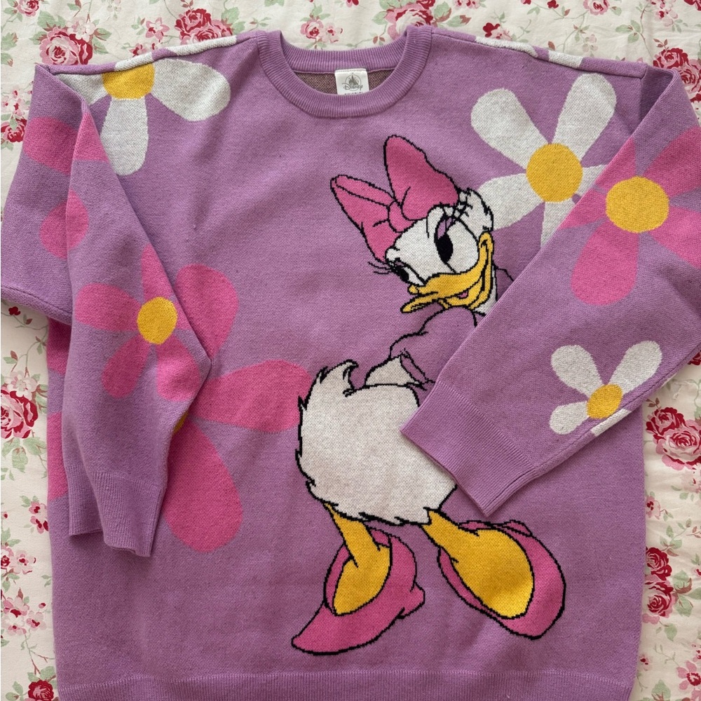 Original Disney Daisy Duck Purple Character Sweater